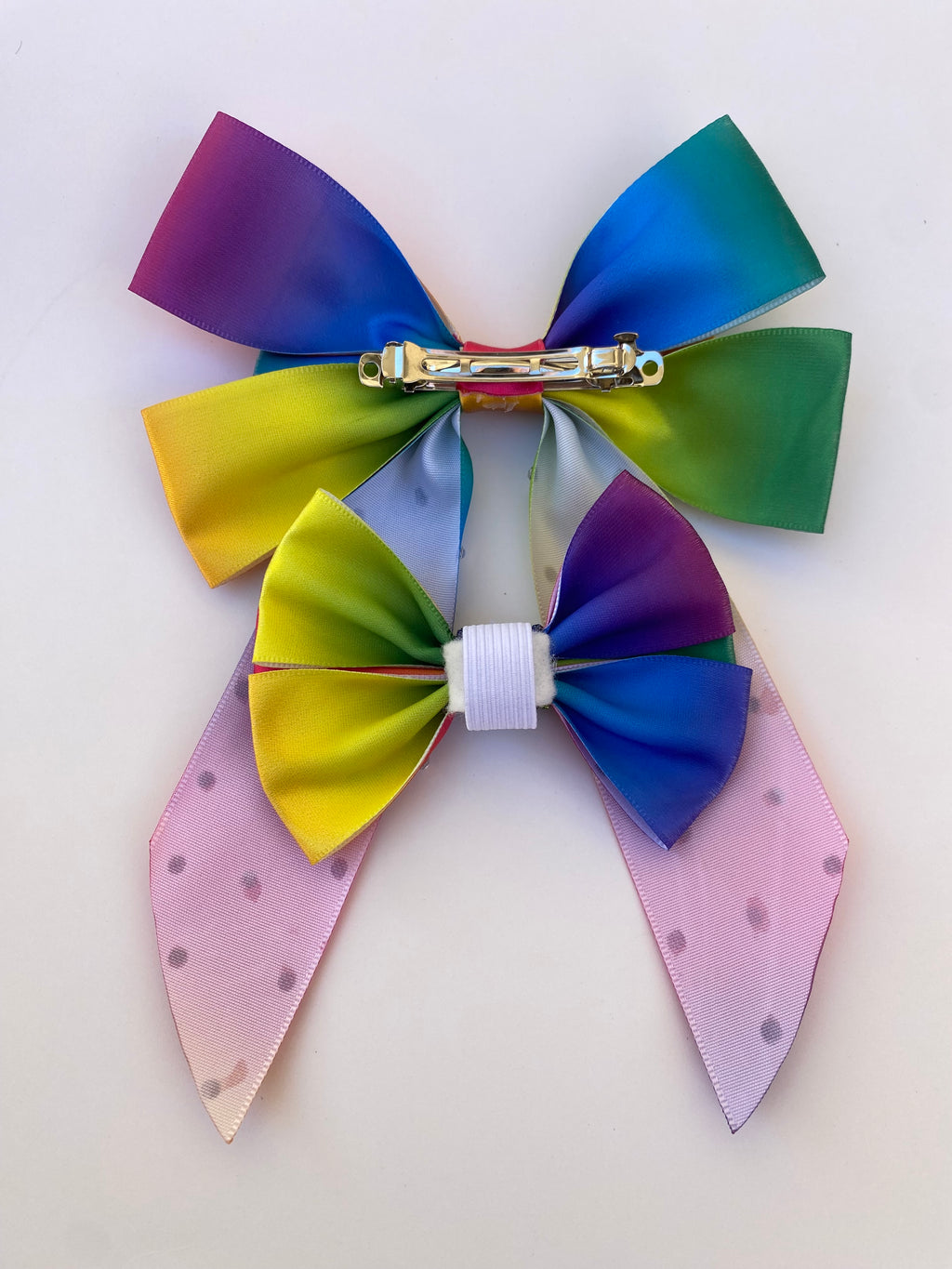 Rainbow Pop Rhinestone Matching Bow Hair Clip and Collar Attachment