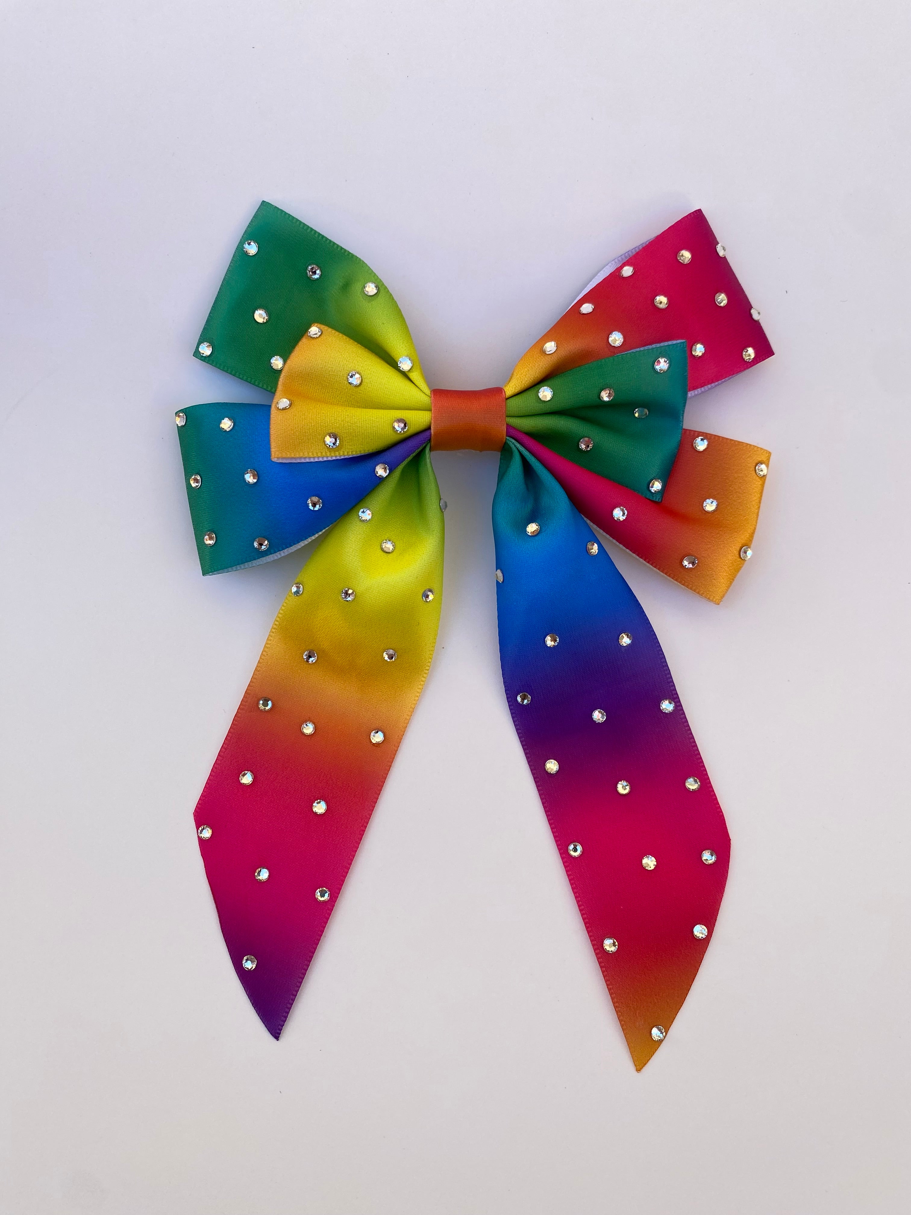 Rainbow Pop Rhinestone Hair Bow Clip