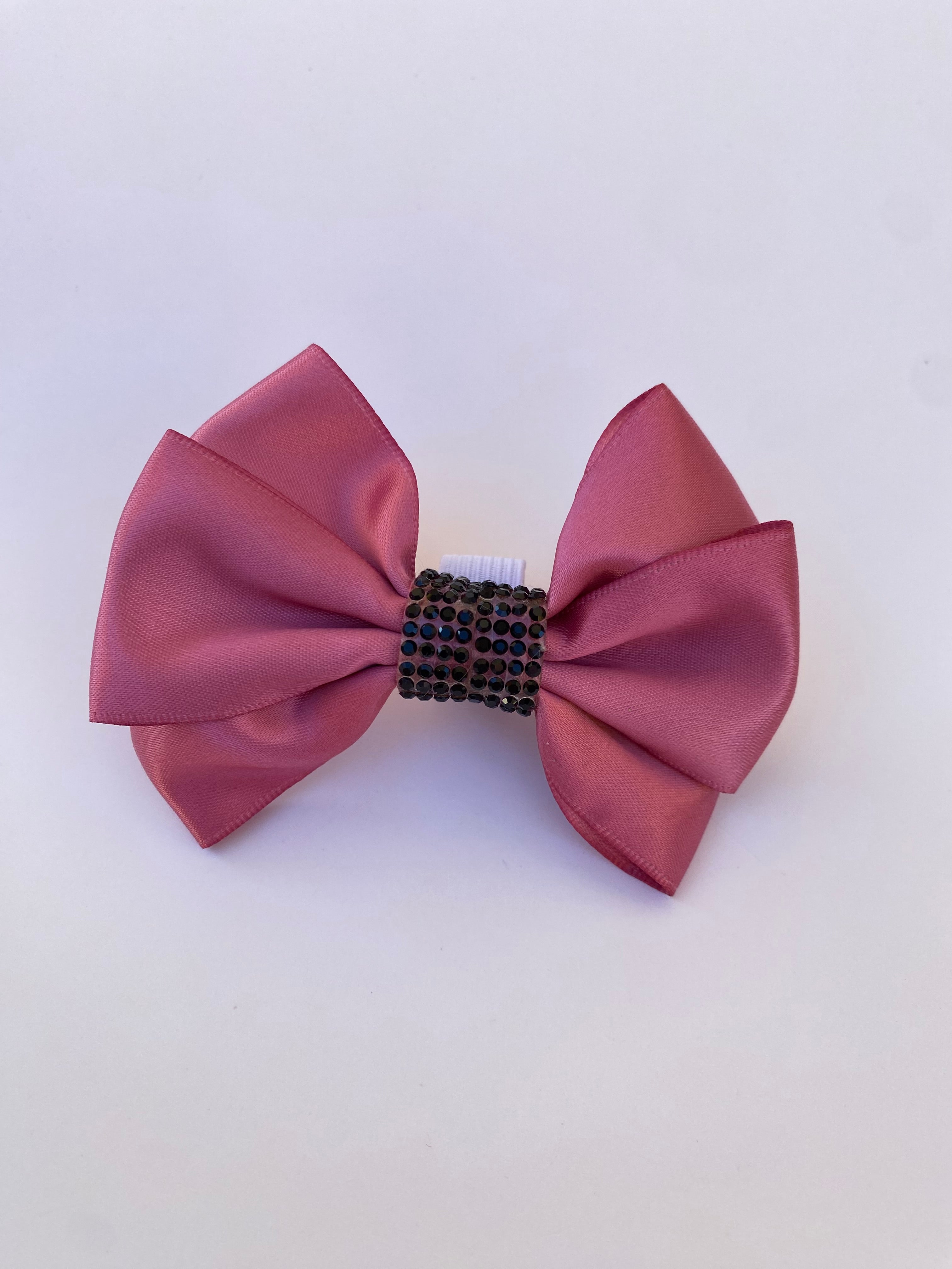 Dusty Rose Rhinestone Bow Collar Attachment
