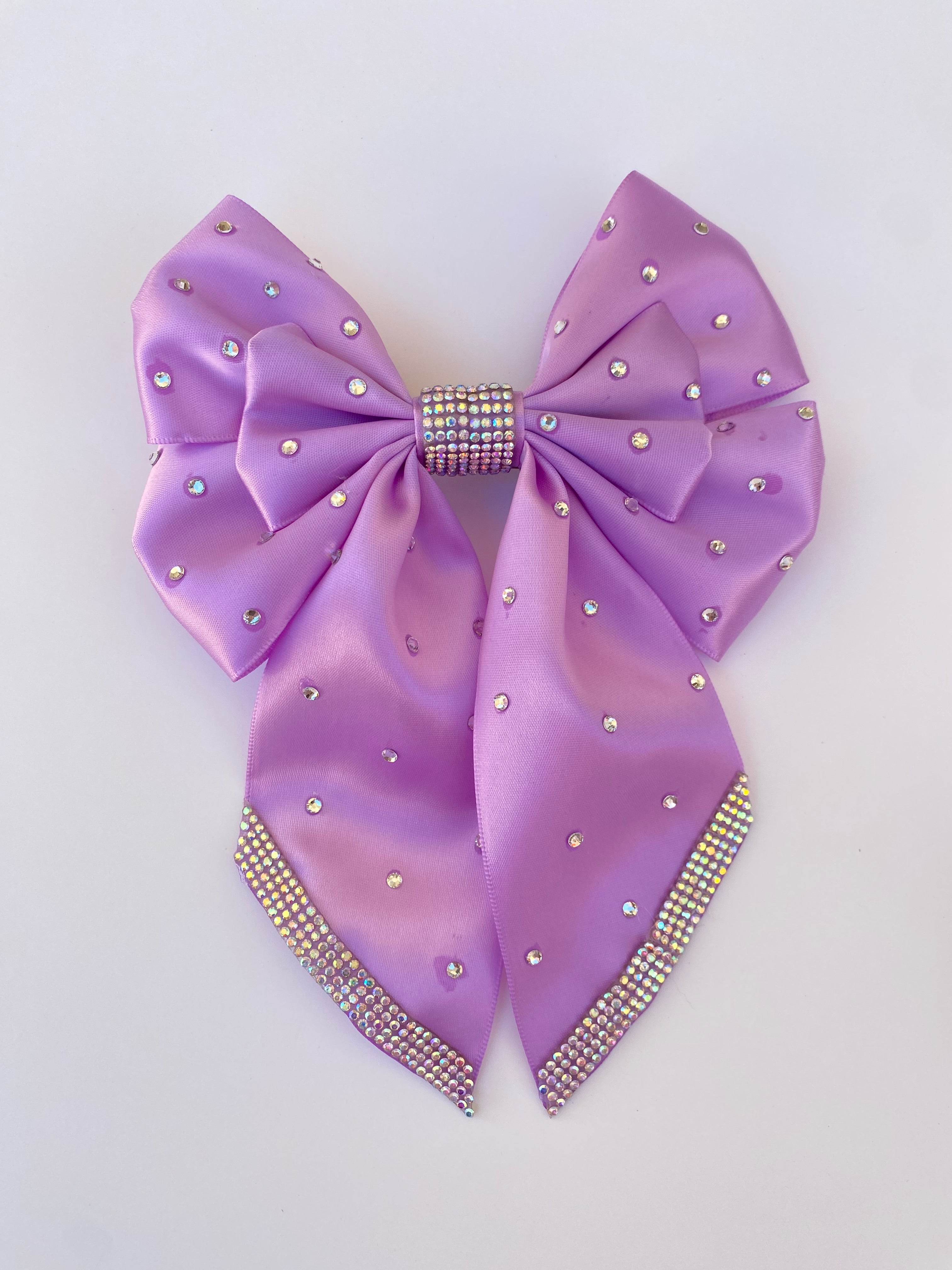 Lilac Glow Rhinestone Hair Bow Clip